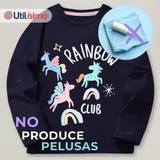 Polera Manga Larga Niña 100% Algodón Unicornios Negro Camiseta