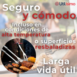 Kit Parrillero 3 Piezas Pinza Espátula Tenedor Para Asados Mango Madera Acero Inoxidable