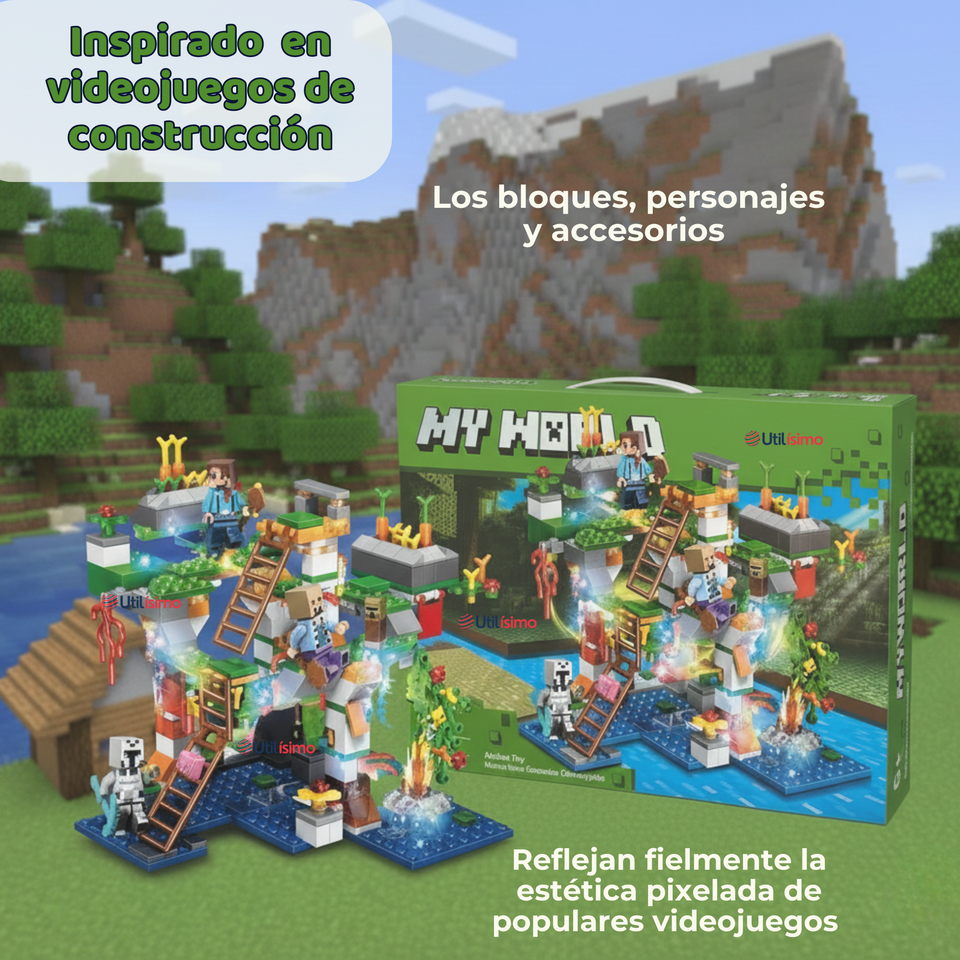 Juguete Bloques de Construcción My World Con Luces 562 Piezas Niño