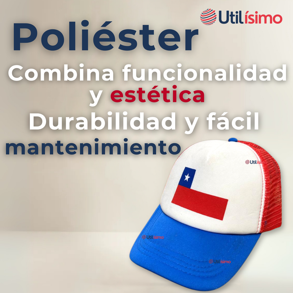 Gorro Jockey Talla Única Ajustable Malla Poliéster Estampado Chileno