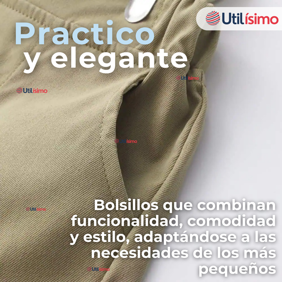 Conjunto de Vestir con Tirantes Camisa Pantalón Corto Algodón Niño
