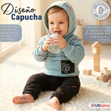 Conjunto 2 Piezas Buzo Pantalón Y Polerón Con Capucha Azul Bebé Niño
