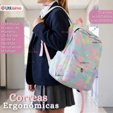 Mochila Escolar + Estuche + Lonchera 40cm Tela Oxford Verde Agua Niña