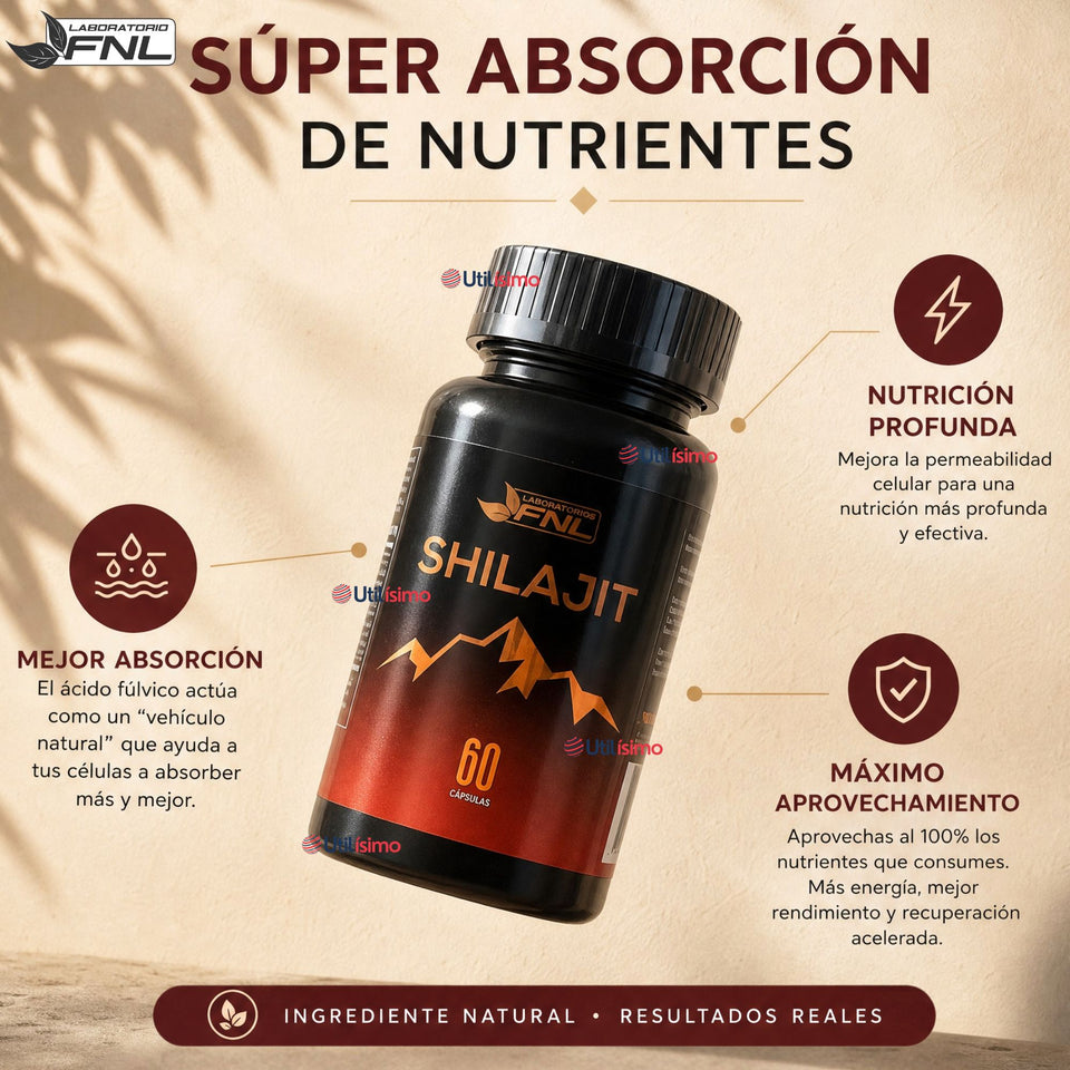 Shilajit 60 Capsulas FNL Energizante Y Adaptógeno