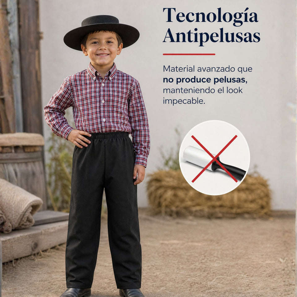 Pantalón Huaso Negro Niño Vestuario Típico Fiestas Patrias