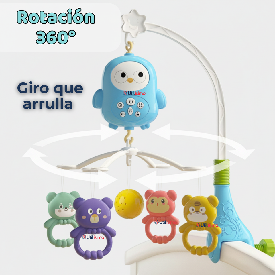 Móvil Sonajero Giratorio Musical Bebé Niño Azul
