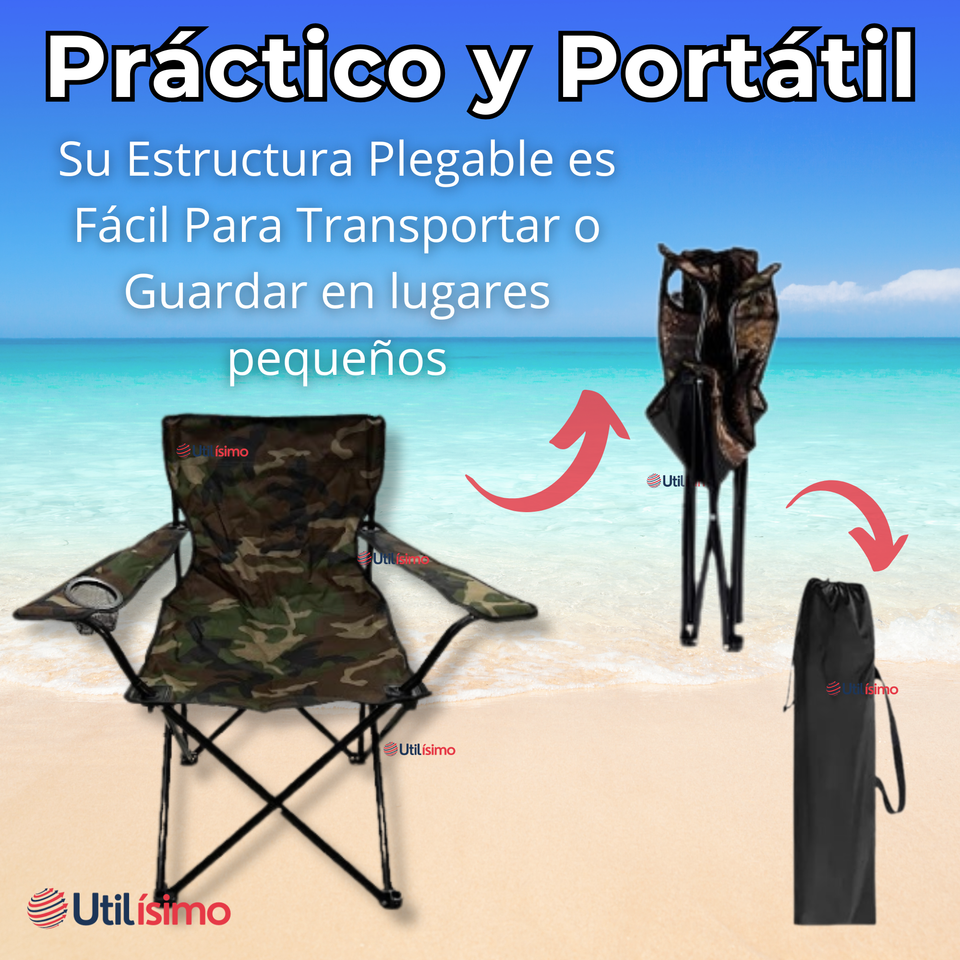 Silla Plegable De Playa Camping Picnic Con Portavaso Diseños Surtidos