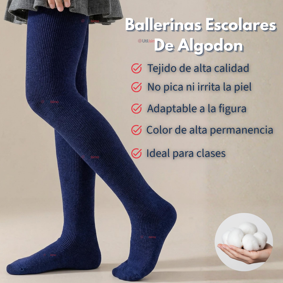 Panty Ballerinas Escolares Niña Algodón Azul