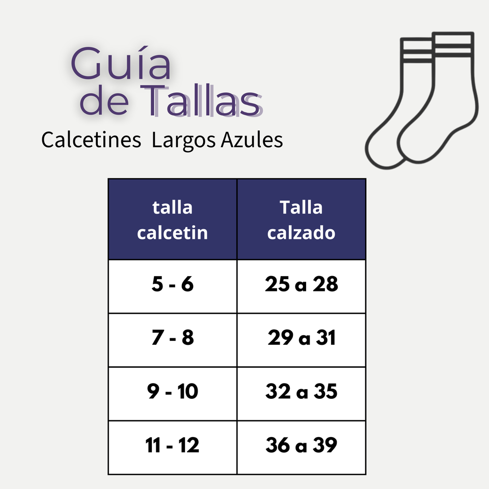 Calcetín Escolar Largo Acrílico Azul Niñas