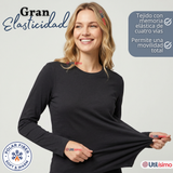 Camiseta Polera Polar Primera Capa Negro Manga Larga Mujer