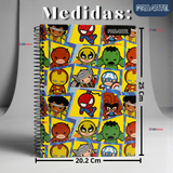 Pack 6 Cuadernos Universitario Marvel Heroes Kawaii 150 Hojas Tapa Gruesa Proarte Diseño Surtido