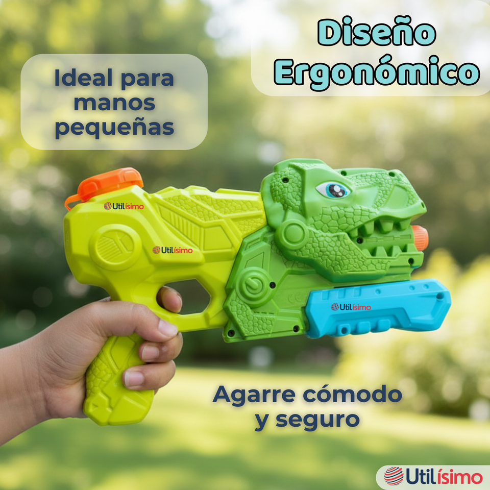 Pistola Lanza Agua Dinosaurio Color Verde Juguete 30cm Niño