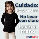 Camiseta De Panty Elástica Transpirable Manga Larga Segunda Piel Niña Nylon Negro