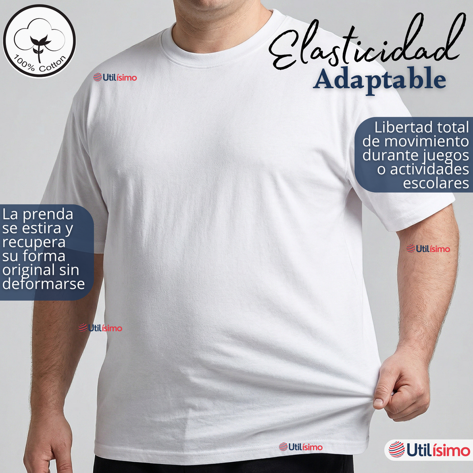 Pack 3 Camisetas Poleras Algodón Primera Capa Manga Corta Blanco Hombre
