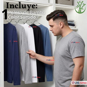 Camiseta Polera Bambú Primera Capa Manga Larga Colores Surtidos Hombre