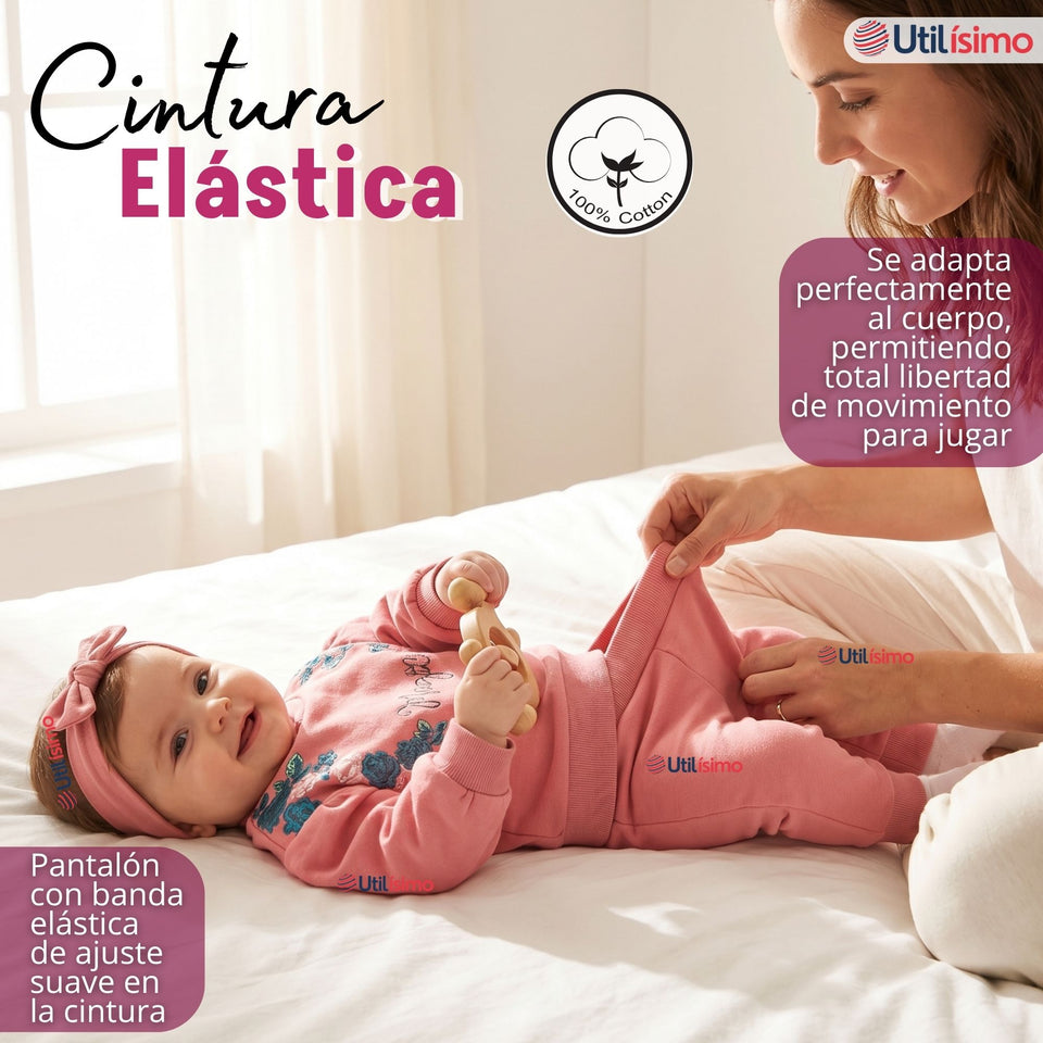 Conjunto 2 Piezas Buzo Pantalón Polerón Algodón Tedmimak Bebé Niña