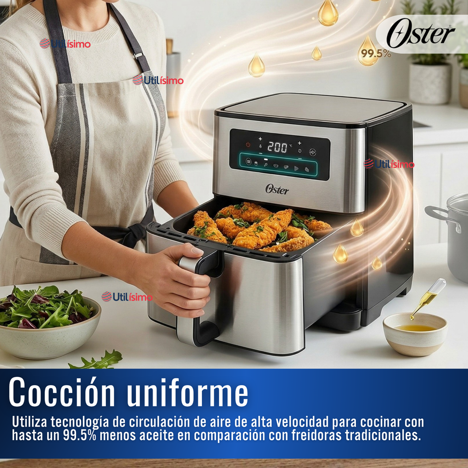 Freidora de aire digital Oster® con capacidad de 9L CKSTAF90D 1550W