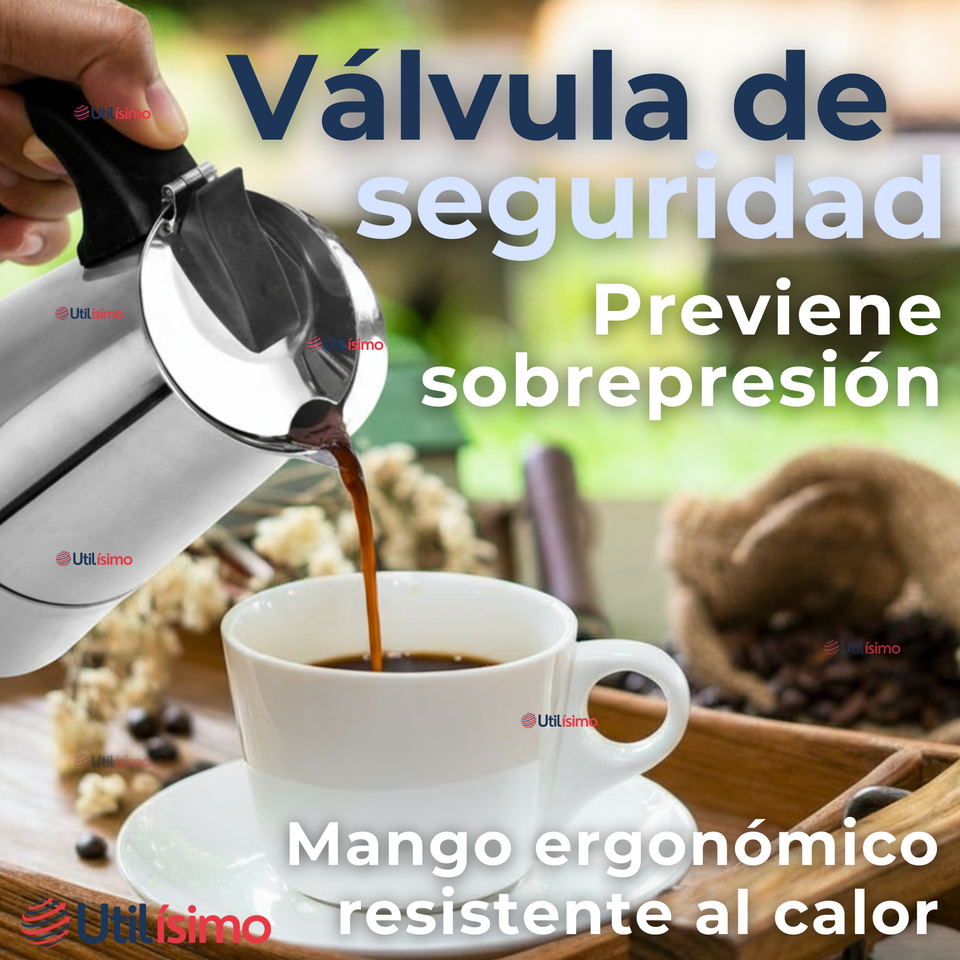 Cafetera Italiana Expresso 500ml 6 Tazas Acero Inoxidable Plateado