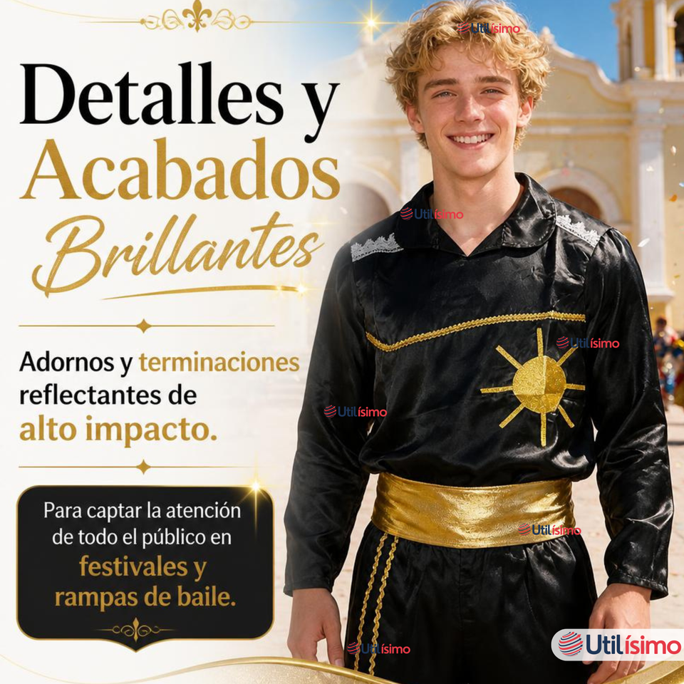 Traje Caporal Típico 2 Piezas Negro Hombre Fiestas Patrias