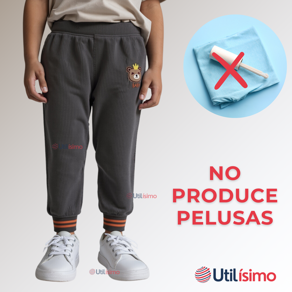 Buzo cotelé forrado en Polar Niño Pantalón Gris