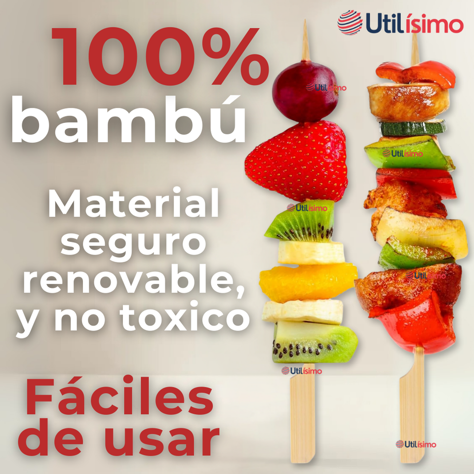 Pack 100 Piezas Brochetas De Bambú Bandera Cóctel 15cm