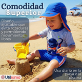 Traje de Baño Con Gorro Pantalón Corto Manga Corta 3 Piezas Corte Split Niño 1 a 5 años Blue Octopus