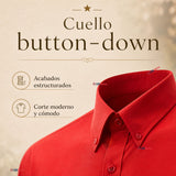Camisa Roja Huaso Clásica Regular Fit Casual Manga Larga