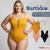 Body Con Cierre Delantero Sin Mangas Ligero Sutil Colores Surtidos Mujer