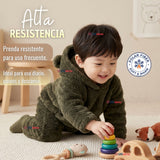 Buzo Polerón Conjunto Polar Niño Con Capucha Unicolor Verde Oscuro