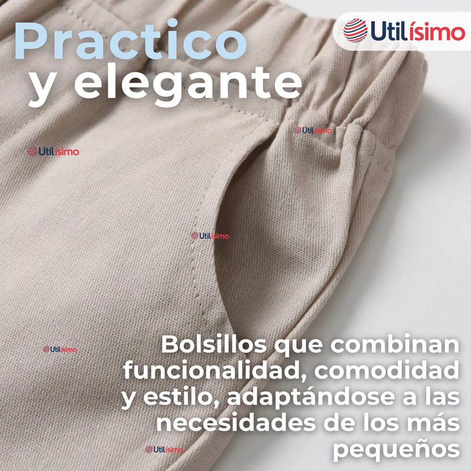 Conjunto de Vestir Camisa Con Lazo Y Pantalón Corto Algodón Niño