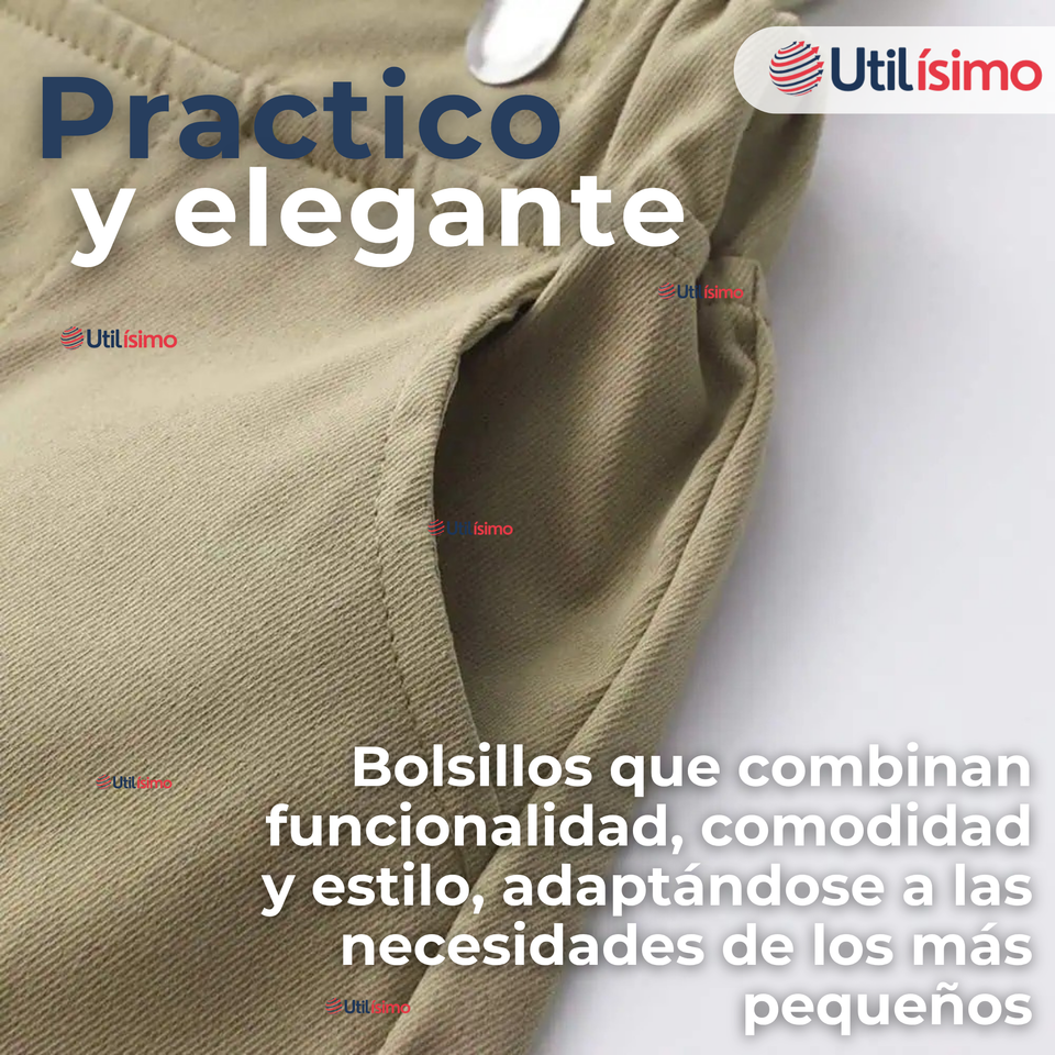 Conjunto de Vestir con Tirantes Camisa Pantalón Corto Algodón Niño