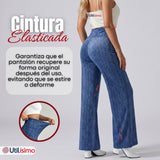 Calza Polar Con Chiporro Palazzo Mujer Elasticada Térmica Azul Jeans