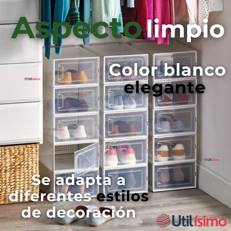 Zapatera Plegable Organizador Apilable 6 Niveles Blanco