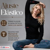 Camiseta Polera Polar Primera Capa Acanalada Reductora Manga Larga Negra Mujer