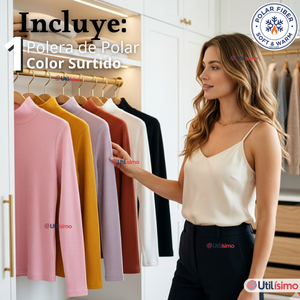 Camiseta Polera Polar Primera Capa Acanalada Cuello Beatle Manga Larga Colores Surtidos Mujer