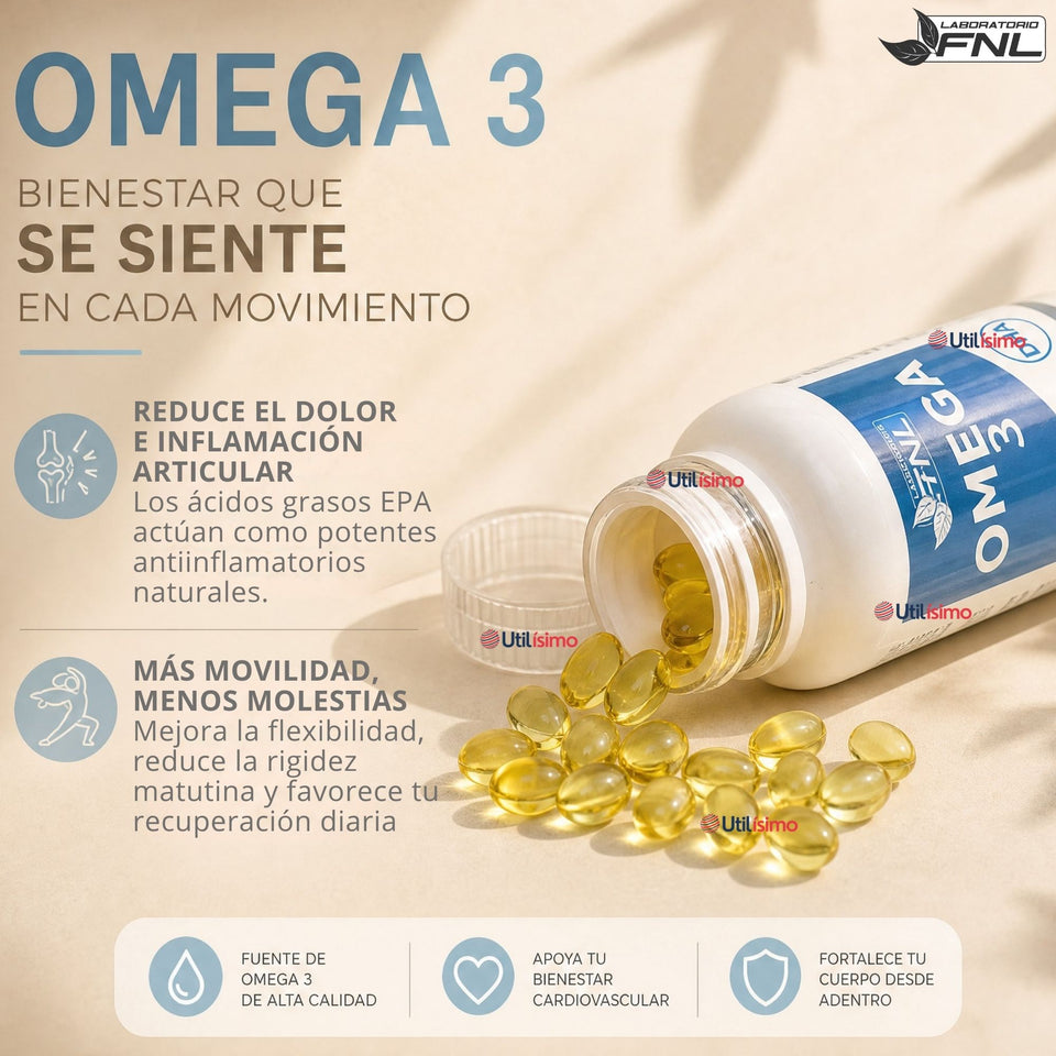 Omega 3 FNL 60 Capsulas Aceite De Pescado + Dha + Epa Sin Sabor
