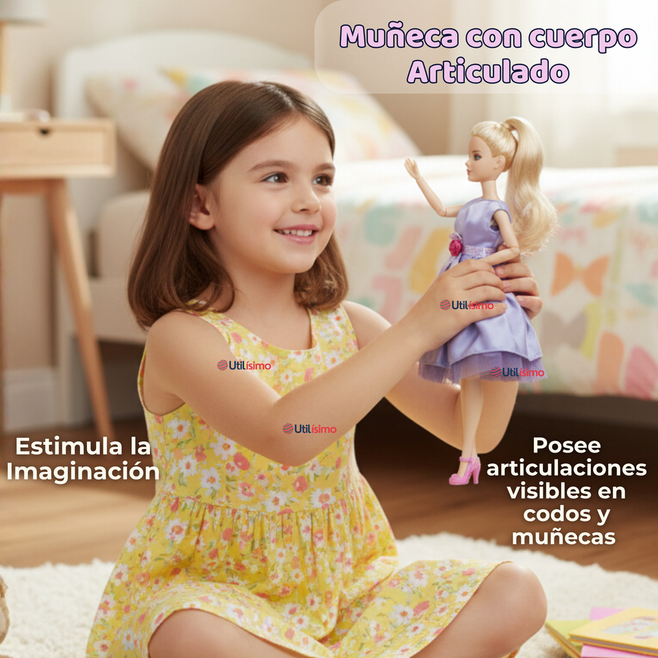 Set de Juego Muñeca Princesa Con Espejo Y Peine