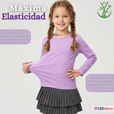 Camiseta Polera Bambú Cuello Redondo Lila Primera Capa Manga Larga Niña