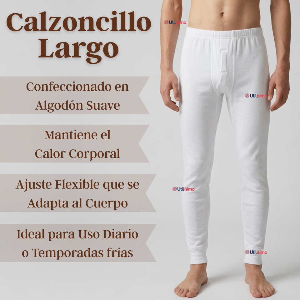 Pack 3 Calzoncillos Largos Algodón Calza Hombre Invierno Primera Capa