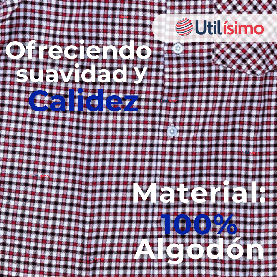 Camisa Huaso Cuadrillé Cuadro Manga Larga 100% Algodón Rojo Negro Casual