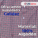 Camisa Huaso Cuadrillé Cuadro Manga Larga 100% Algodón Rojo Negro Casual