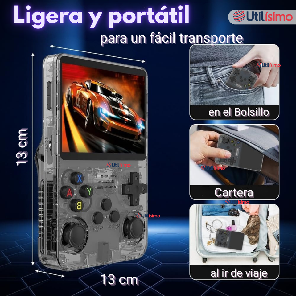 Pantalla IPS Retro Gaming Portátil R36s 64GB Consola Recargable USB