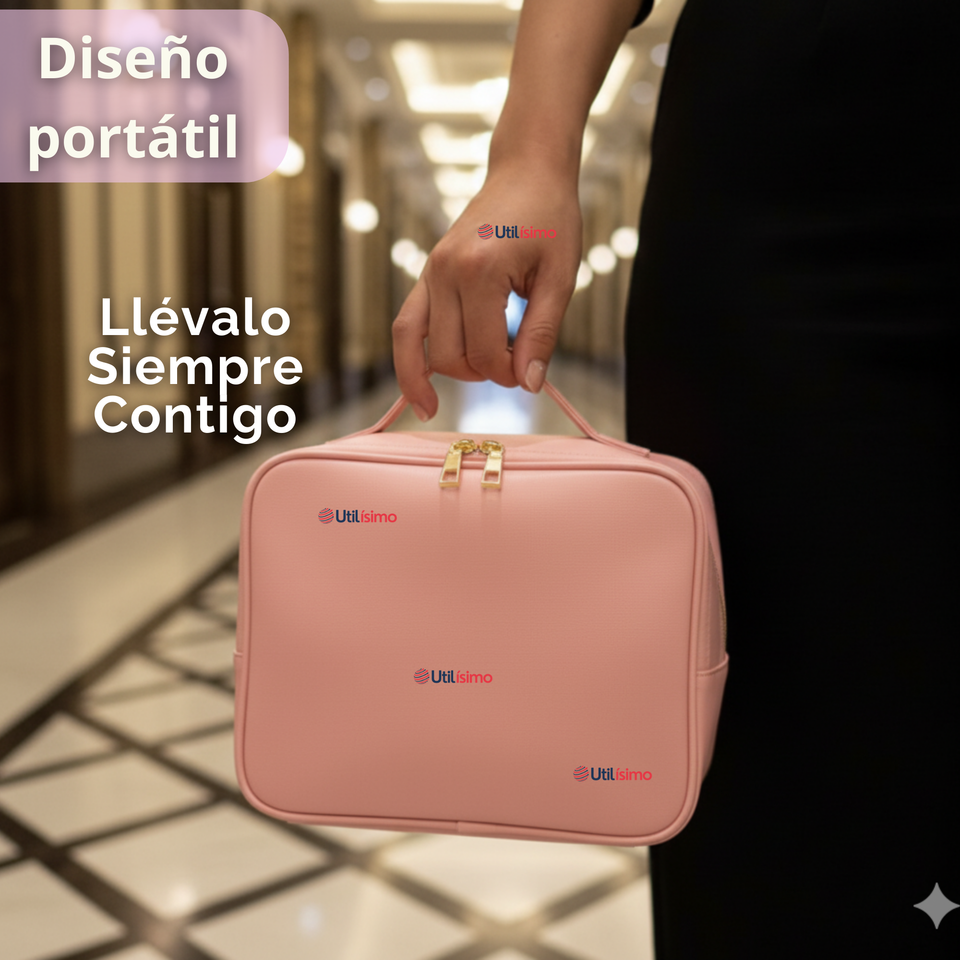 Estuche Maquillaje 2 en 1 Bolso Cosmetiquero Espejo Con Luz Led Organizador