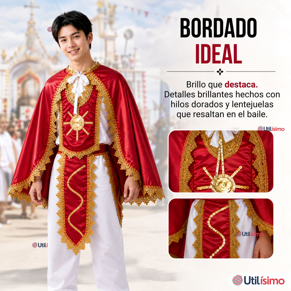 Traje Tirana Diablada Rojo 5 Piezas Juvenil Baile Típico Fiestas Patrias
