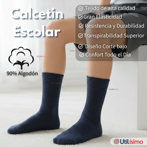 Calcetín Escolar Corto Algodón Azul Niño Juvenil
