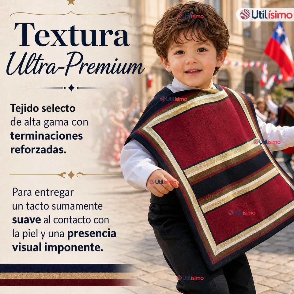Pack 3 Mantas Poncho Huaso Niño Juvenil Baile Cueca Fiestas Patrias