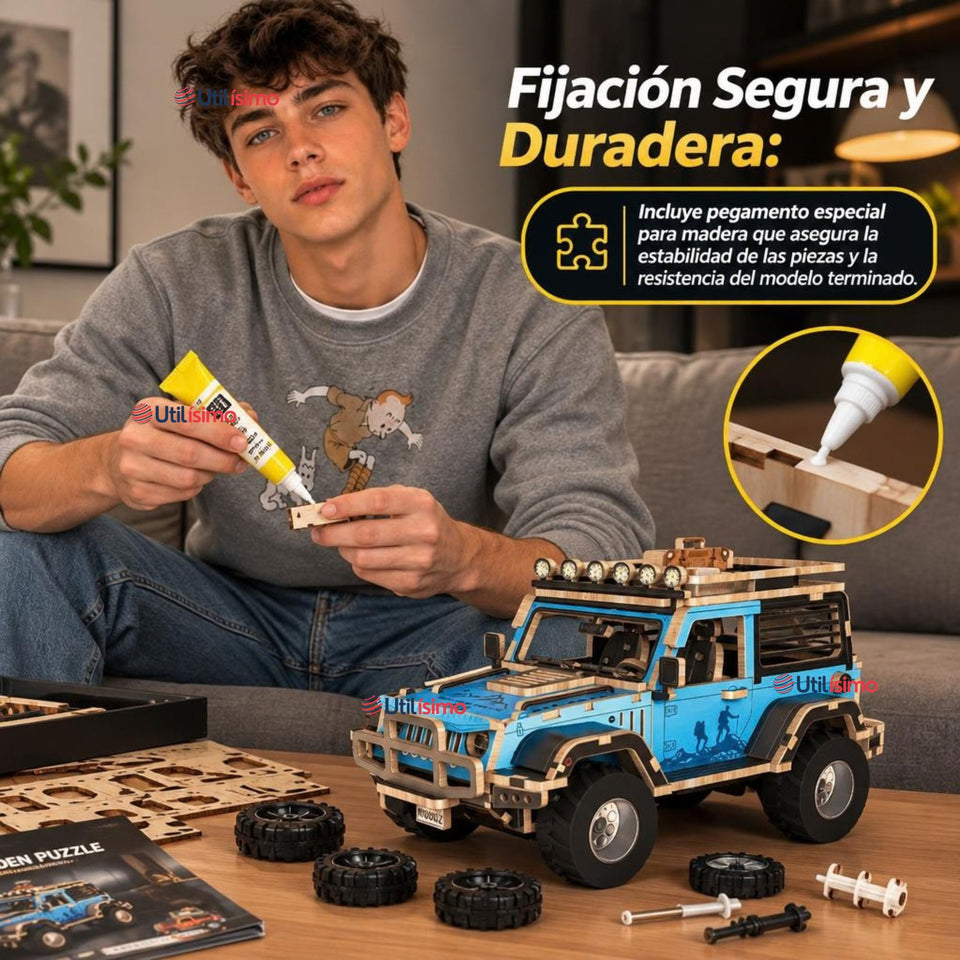 Puzzle 3D Jeep 4x4 Color Surtido de Madera 132 Piezas Juguete Armable