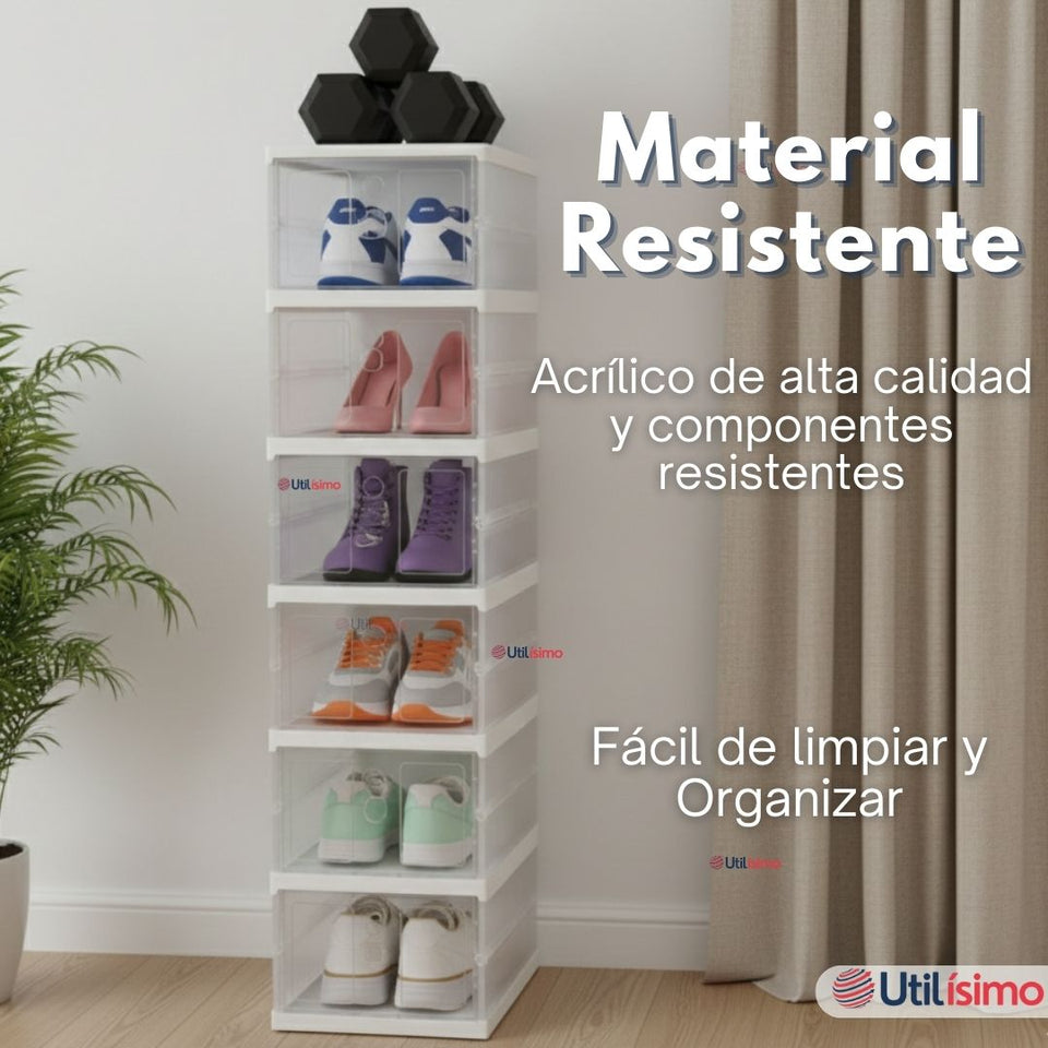 Zapatera Plegable 6 Niveles Cajas Organizadoras Apilable Color Blanco
