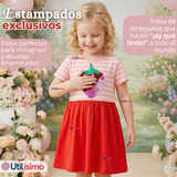 Vestido Manga Corta Casual Rosado Fresa Verano Niña 2 a 7 años