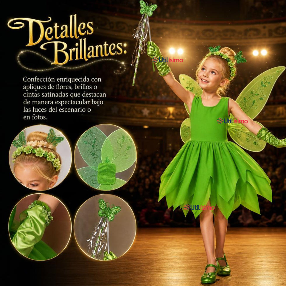 Disfraz Infantil Tinkerbell Campanita Niña Cuento De Hadas